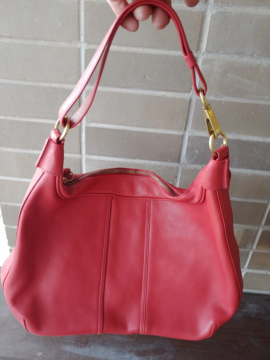 Vintage Coach F1S 6951 red leather hobo shoulderbag handbag purse 14x12