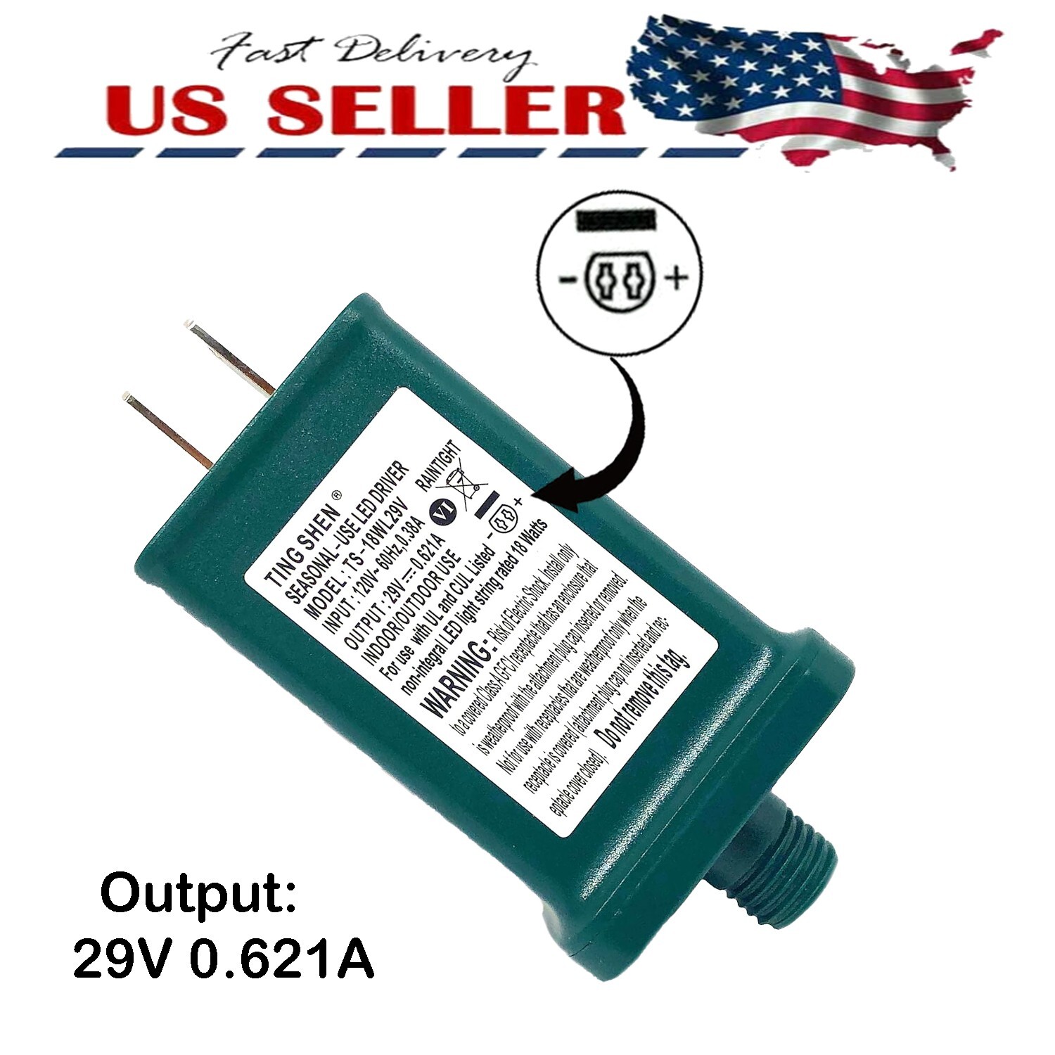 Power Supply Replacement for LED Xmas Tree Lights DC 29V 0.621A