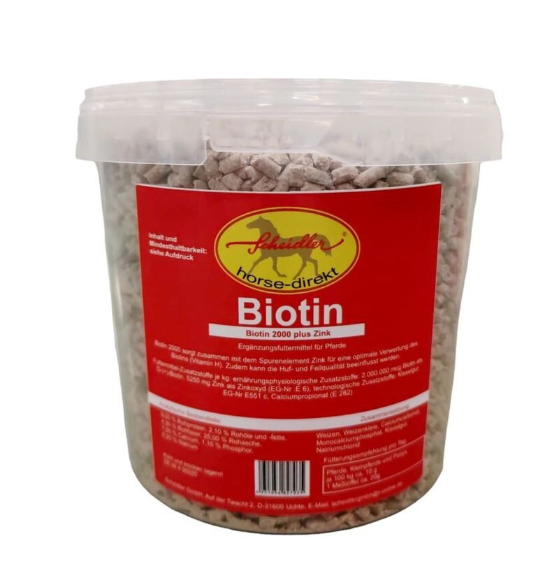 Biotin 2000 pelletiert 1,5 kg - Für Pferd und Pony - Zink, Kupfer - Vitamin H