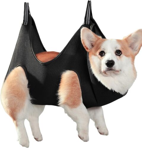 Dog Grooming Hammock Harness Portable Cat Hammocks Pet Sling Holder Black Medium