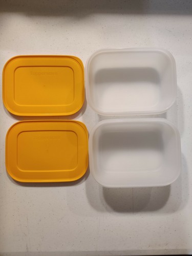 Tupperware Freezer Mates Plus Pequeño Superficial 450 ml Juego de 2 Contenedores de Tapa de Papaya - Imagen 5 de 5