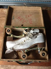 Vintage Roller Skates w/Case Chicago Wood Wheels Goodyear Welt Garrs Luggage