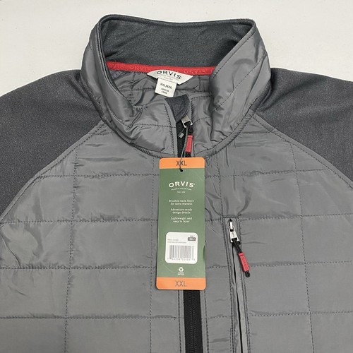 ORVIS Mixed Media Hybrid Jacket Mens 2XL /XXL Gray Stretch Quilted Full Zip NWT - Picture 3 of 15