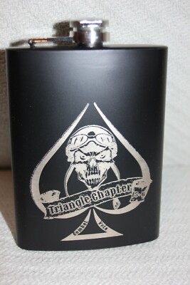 Unbranded Matte Black ''Triangle Chapter'' Etched Stainless Steel 8 oz. Hip Flask