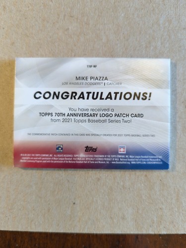 Topps 2021 series 2 Mike Piazza 70th Patch Dodgers - Picture 4 of 4