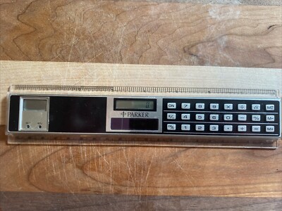 Vintage Parker Solar Powered 2 In 1 Calculator & 8  Ruler