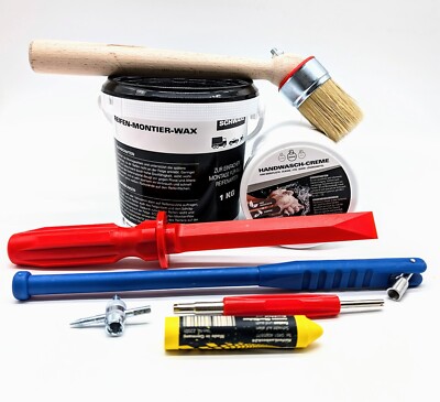 Reifen Montage Paste Set 1kg schwarz Reifenmontagepaste Pinsel Handwaschpaste