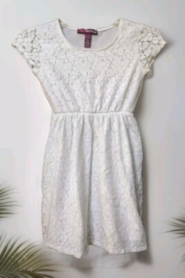 Girls Epic Threads White Lace Overlay Dress Size L(10/12)
