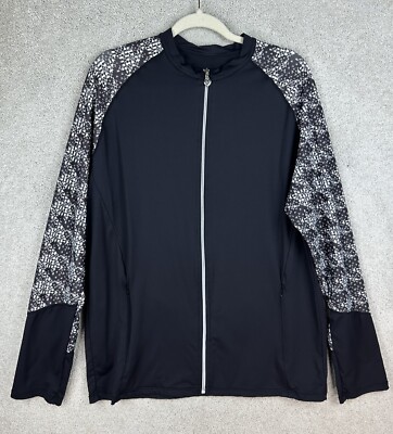 Private Island Hawaii Women's 3XL XXXL Black Long Sleeve Full Zip Top Athletic