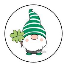 30 CUTE ST PATRICKS DAY GNOME ENVELOPE SEALS LABELS STICKERS 1.5" ROUND FAVORS
