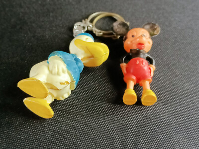 Schlüsselanhänger Mickey & Donald - Duo RAR Disney Vintage 60er Jahre 