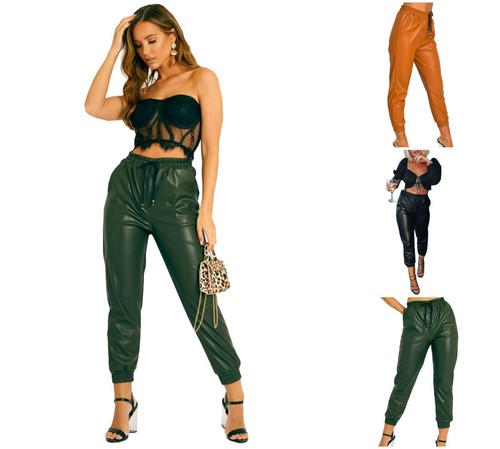 Women Wet Look PVC Shiny Leather 