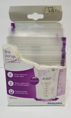 Philips Avent Breast Milk Storage Bags 6oz 48 Ct. Breast Pump Accessory Open Box