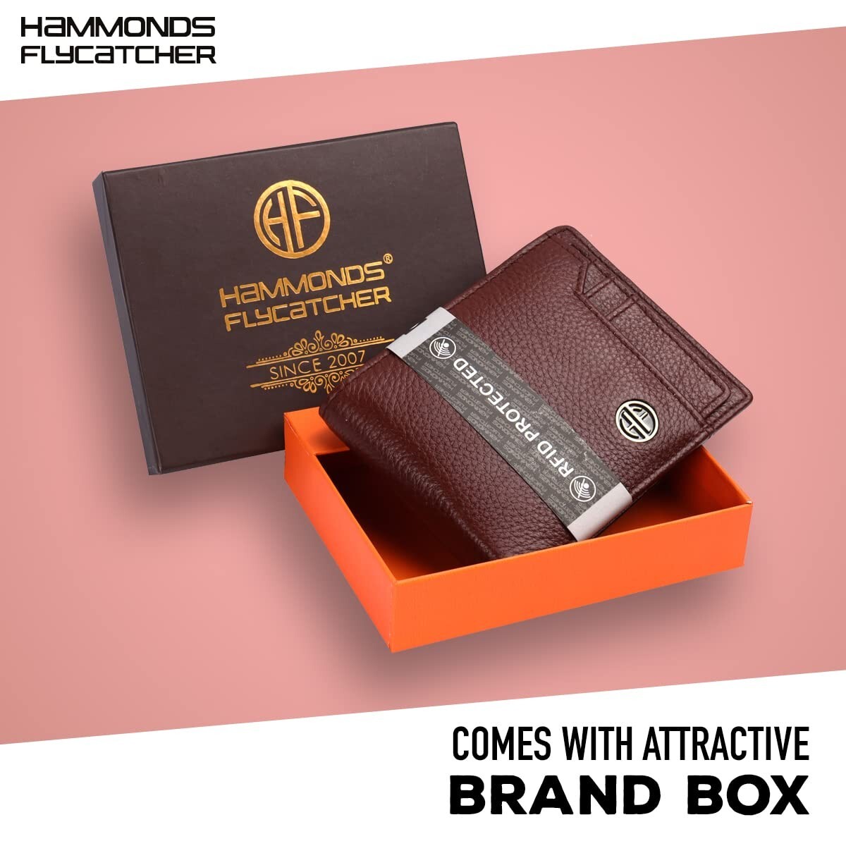 HAMMONDS FLYCATCHER Men's Leather Bi-Fold Wallet - RFID Protected With 6 Card Slots & Coin Pocket (Black) - View #10