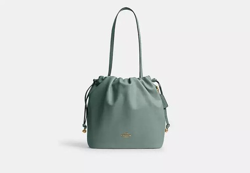 Coach Outlet Faye Drawstring Tote Bag CV947 IMO4Q Sage Smooth Leather