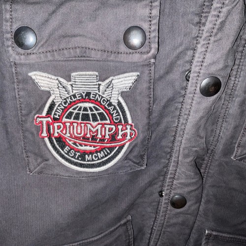 TRIUMPH Motorcycle LUCKY BRAND Limited Edition Gray Canvas Jacket - Mens Small - Picture 4 of 17