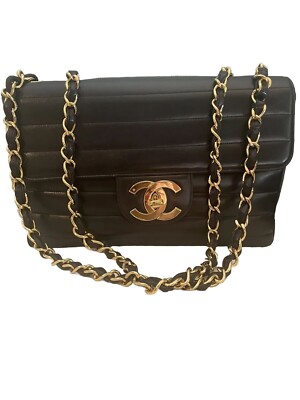 Chanel Mademoiselle Black Horizontal Classic Jumbo Flap Bag 24k