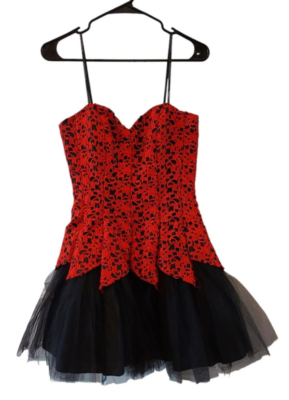masquerade red and black dress Queendancer Women Red Organza Formal Dress with Slit A Line Strapless Black  Tie Dress High-Low Ankle Length Tiered Long Gala Dress – queendancer main image 1