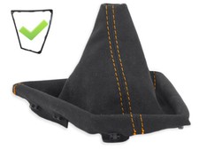 SCHALTMANSCHETTE FUR BMW F20 F21 SCHALTSACK SCHWARZ ALCANTARA NAHT ORANGE RAHMEN