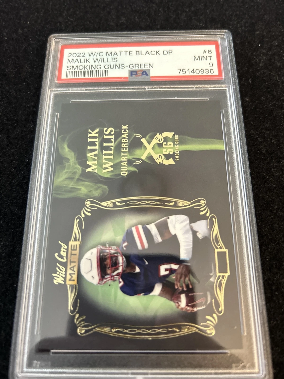Malik Willis Wild Card Matte Black Draft Pick Smoking Guns #6 Green