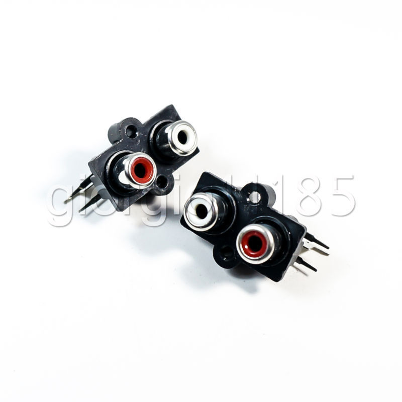 US Stock 5x Panel PCB Mount 2 Way RCA Female Jack Audio Connector Socket Stereo