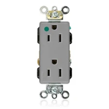 Leviton 16262-HGG 2-Pole, 3-Wire Grounding Duplex Receptacle  Hospial Grade Gray