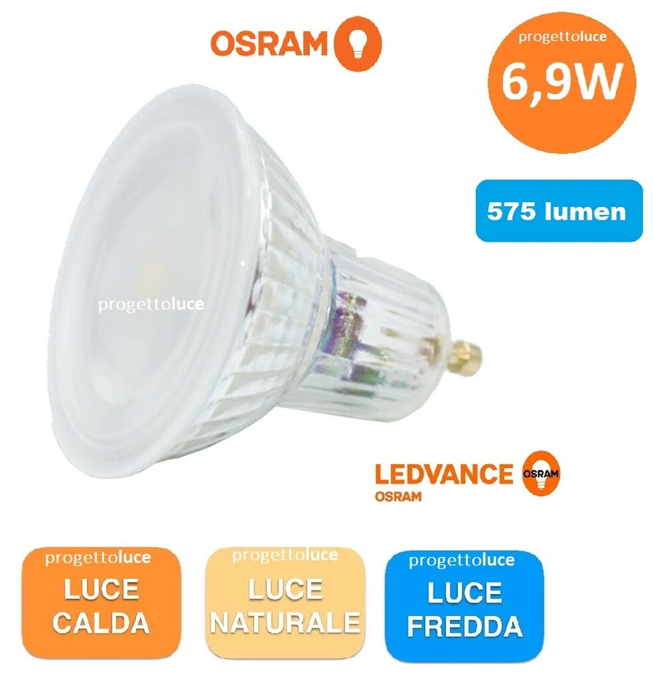 LAMPADA LED FARETTO INCASSO GU10 DA 6,9W SPOTLIGHT OSRAM 120° - Immagine 2 di 2