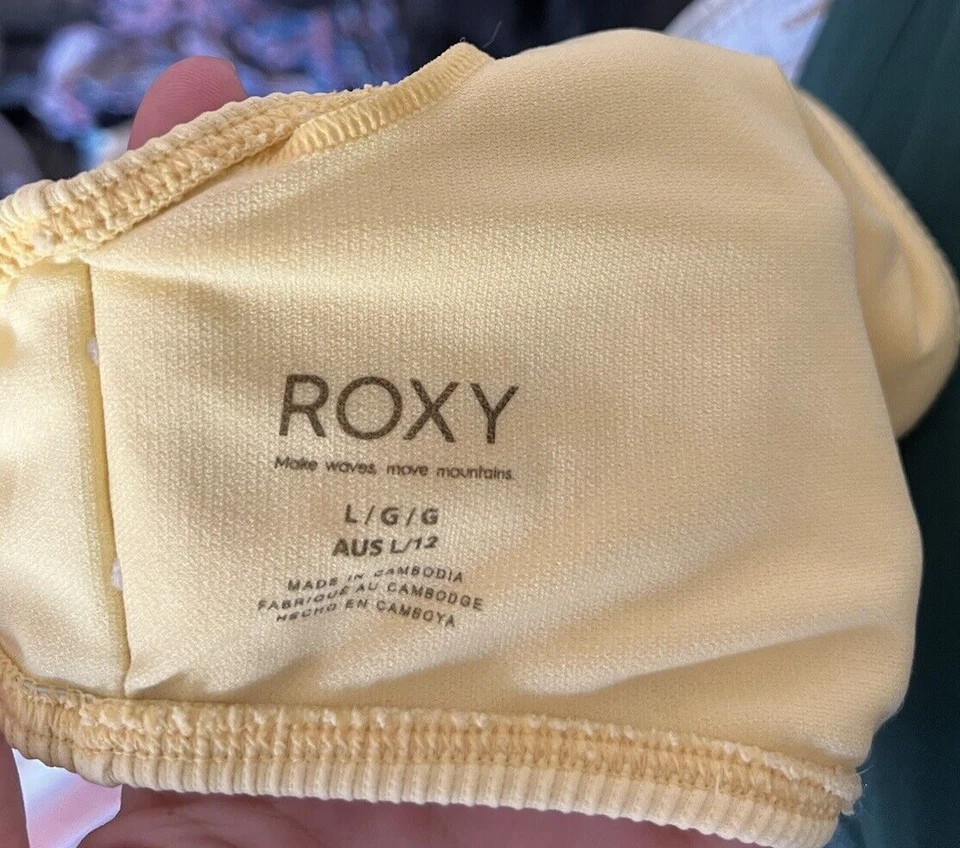 Roxy Juniors Yellow Ribbed Love The Oceana V-Neck Bikini Top ONLY Large - Image 4 of 4