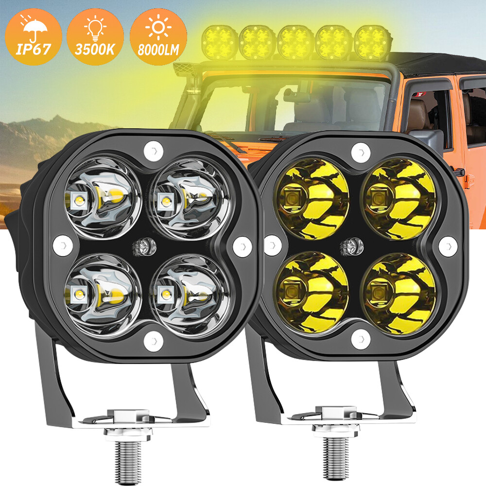 2Pcs 3 inch LED Work Light Spot Cube Pods Bar Driving Fog Lamp Offroad Truck SUV