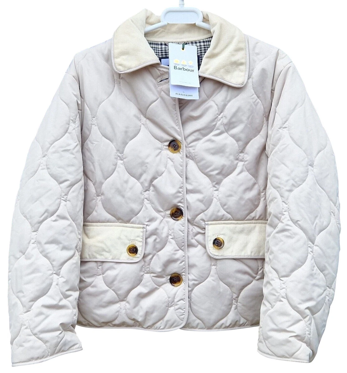 BARBOUR By Alexachung Ladies Blair Quilt Black White Checkered Jacket UK 10
