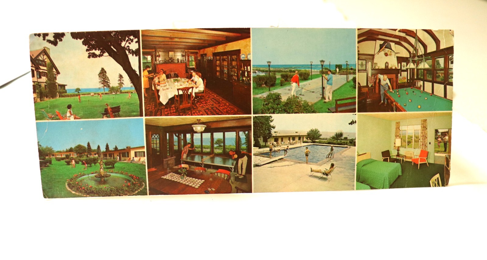 Vintage 1969 Long Postcard Twin Light Manor Motor Inn Gloucester