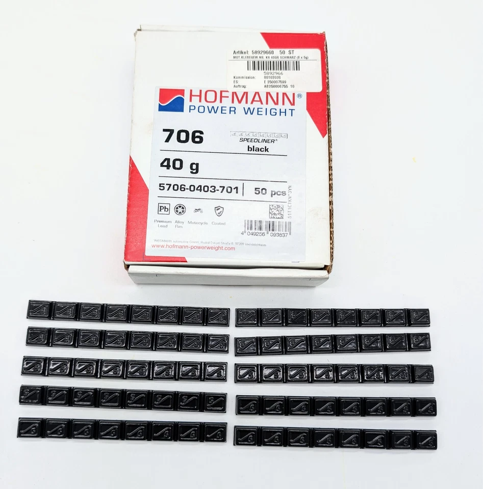 Hofmann Klebegewicht Wuchtgewicht 10 Riegel schwarz 80 x 5g (400g) Motorrad
