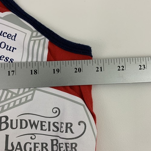 Budweiser Tank Top Mens Large Red Navy Graphic Print Casual Cotton Activewear - Picture 4 of 5