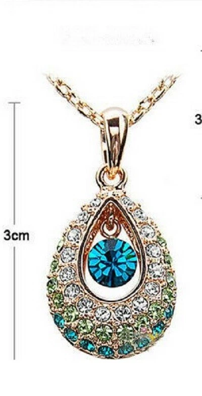 Set di orecchini+ pendente in argento con strass eleganti a forma di lacrima - Immagine 4 di 4