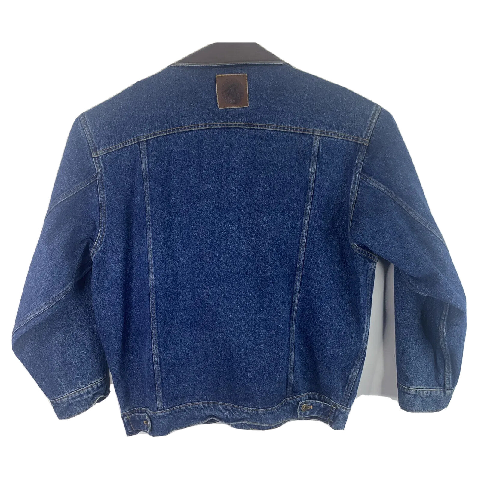 Vintage Marlboro Mens Jean Denim Jacket Leather Colla… Gem