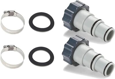 (2-Pack Replacement Threaded to Clamp Style Hose Adapter for Intex Pool Sets wit