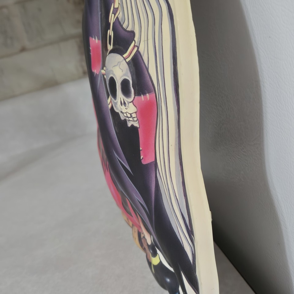 Vintage Halloween Screaming Witch Door Plaque Eyes Flash Green & Witch