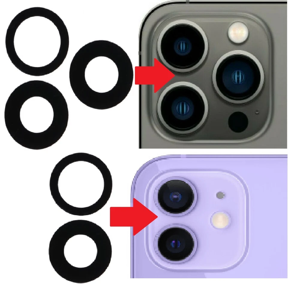 Camera Lens For iPhone 11 12 13 14 15 16 Pro Max Mini Back Glass Replacement x2