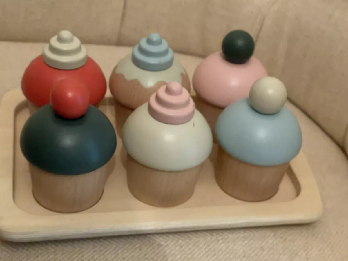 Hearth and Hand with Magnolia Wooden Toy Kids Cupcake Set Food Pretend Play