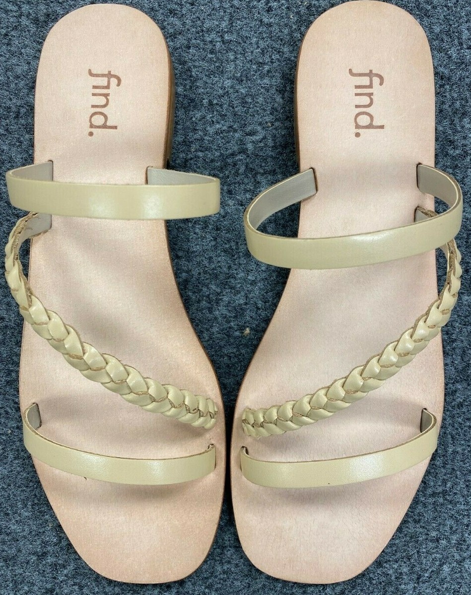 FIND Women's Size 6.5 Diagonal Weave Braided Minimal Mule Sandal