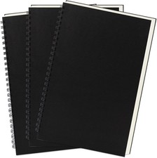 Blank Spiral Notebooks 9x6 inches, 100GSM, 160 Pages, 3-Pack