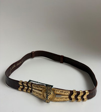 Judith Leiber Vintage Brown Alligator Leather Belt Gold Lion Head Buckle As-Is