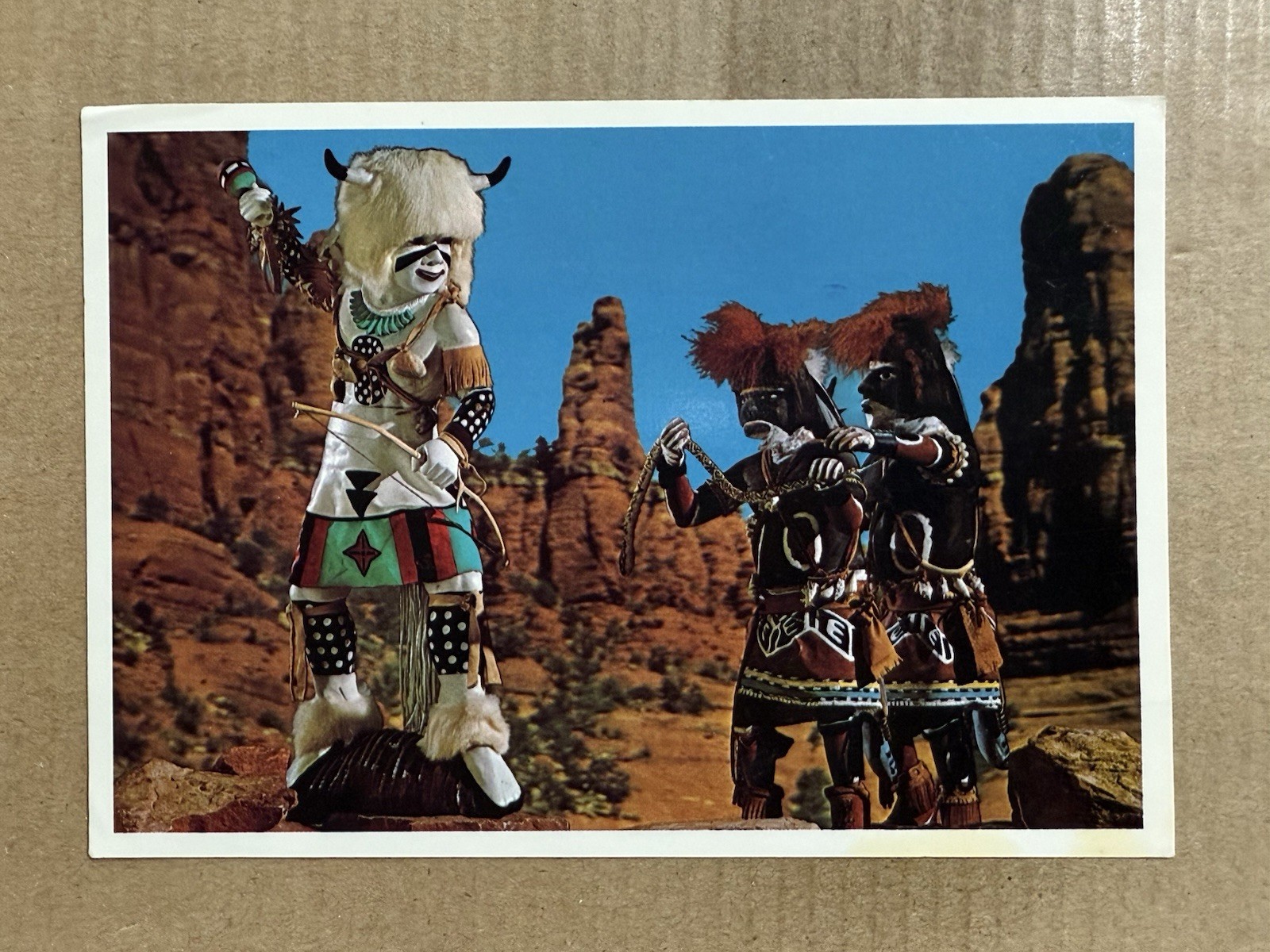 Postcard Hopi Indian Kachina Dolls Southwest Art White Buffalo Snake Dancers
