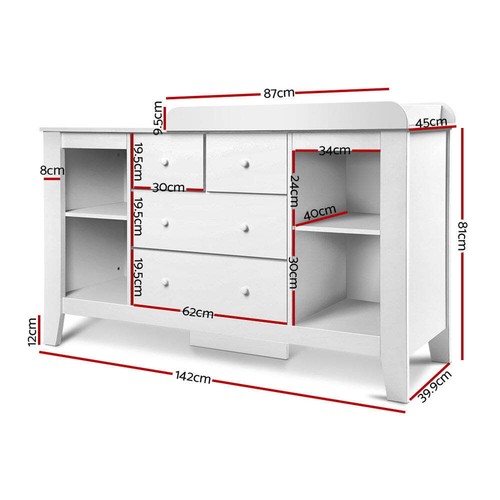 Keezi Baby Changing Table Diaper Station Drawers Chest Cabinet Nursery Furniture - Picture 3 of 7