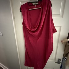 Halston Heritage Pink Draped Cowl Neck Asymmetric Dress Flexible Size 12-18