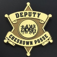 Chesrown Posse Toy Badge Pin Gold Tone Deputy Western Star Memorabilia
