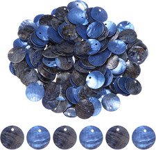 150-Pack Flat round Shell Coin Drop Charm Beads,15 Mm Flat Shell Beads with Hole