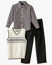 Van Heusen Sweater Vest 3-Piece Set Shirt Vest Pants size 6 2003-CREAM-6