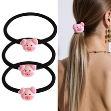 Cartoon Piggy Scrunchies Comfortable Stretchable Hair Rope Hair Styling Tool 3x