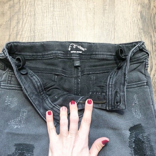 Art Class Girls Large 10/12 Black Distressed Skinny Stretch Fringe Denim Jeans - Picture 3 of 10
